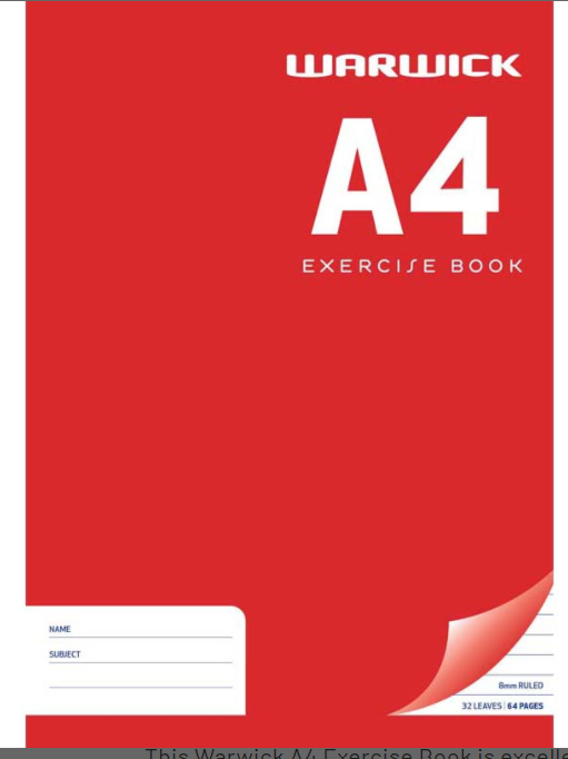 EXERCISE BOOK WARW A4 8MM RULED 32LF