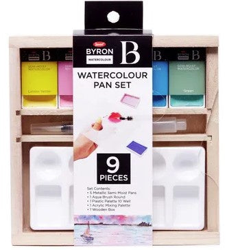 Jasart Byron Watercolour Mini Wooden Box 9pc Set