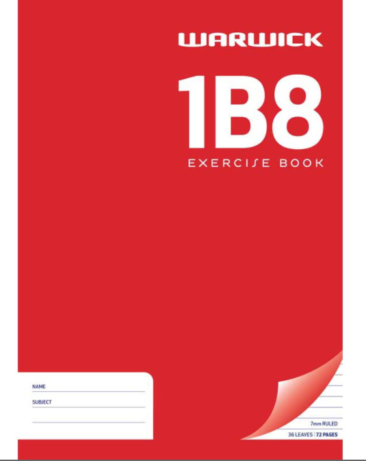EXERCISE BOOK WARW 1B8 A4 7MM 36LF