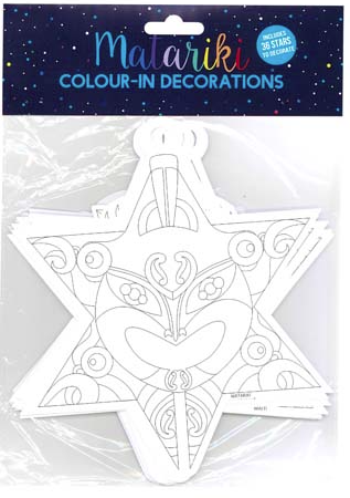 NZ Matariki Colour-In Star Set 25cm 36pc