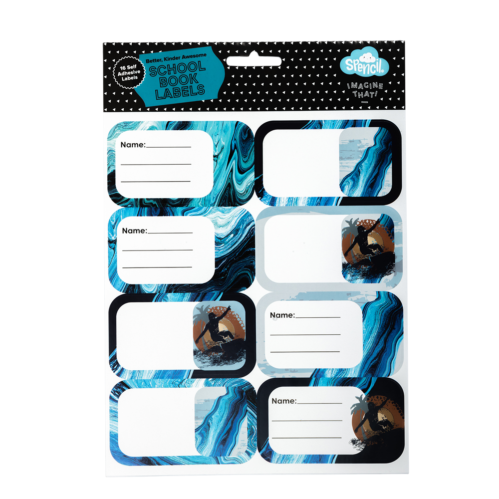 Spencil Ocean Marble Name & Subject Labels Sheet 16