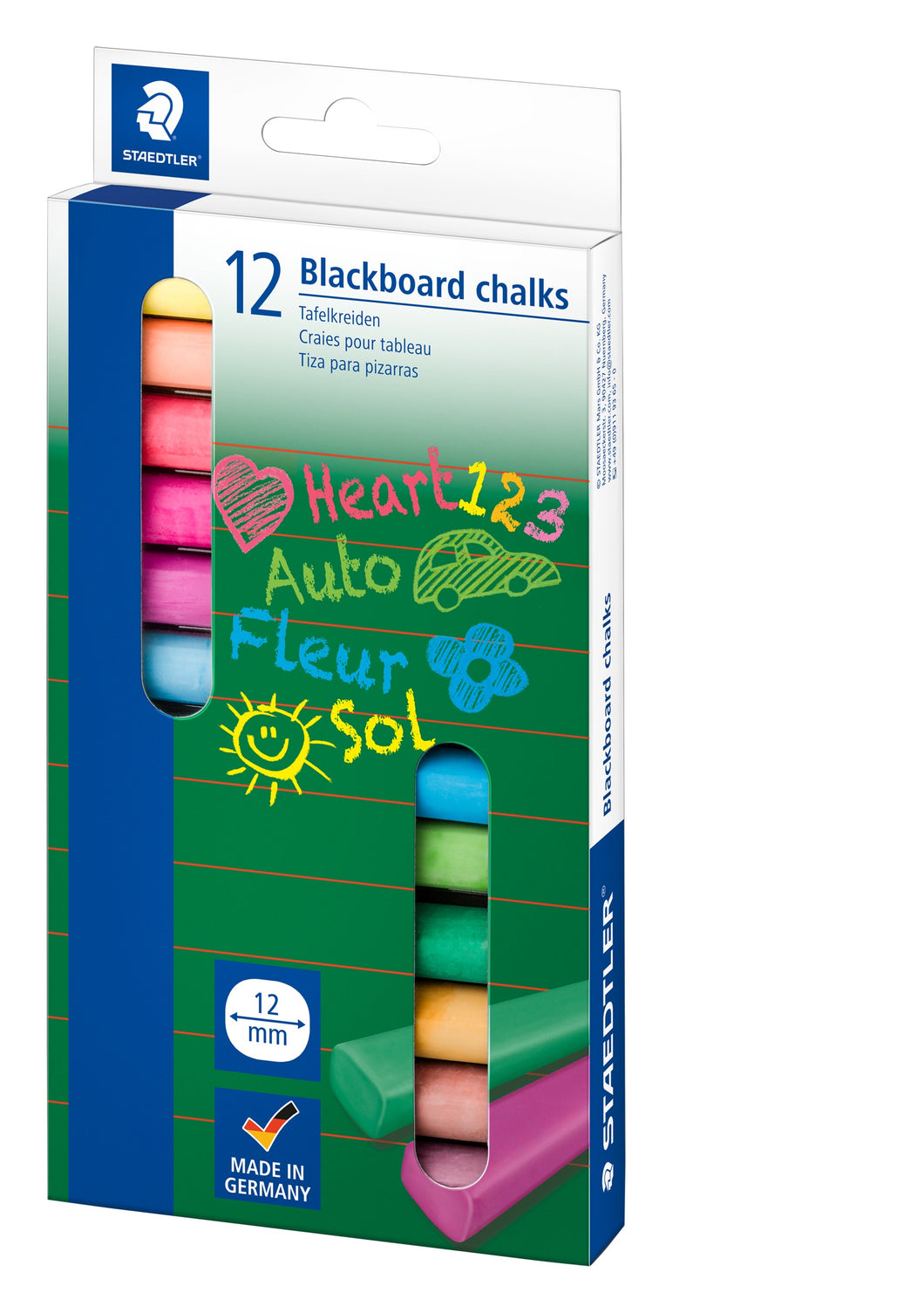 BLACKBOARD CHALK COLOURED 12 PK
