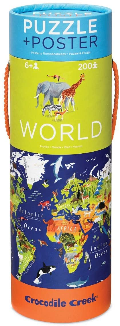 PUZZLE and POSTER WORLD ANIMALS 200PC