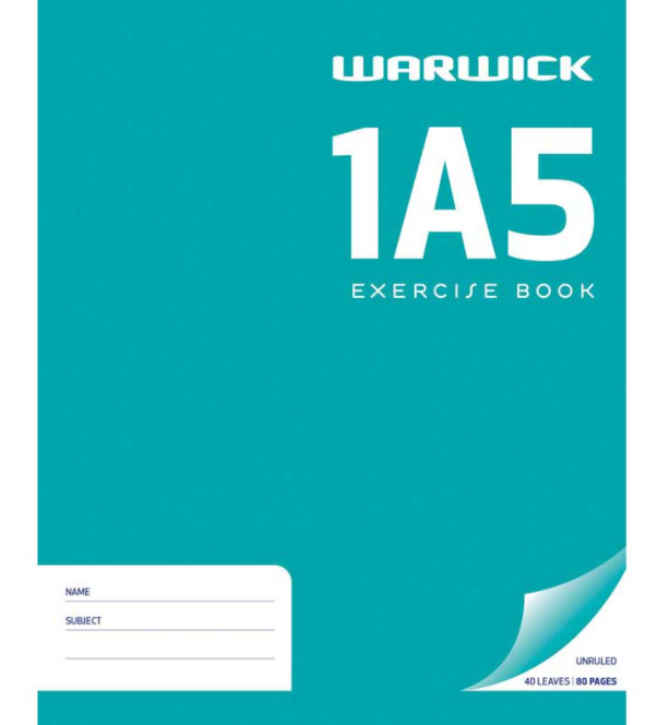 EXERCISE BOOK WARW 1A5 PLAIN 40LF
