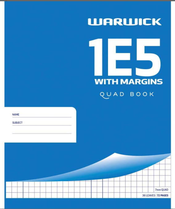 EXERCISE BOOK WARW 1E5 7MM W/MARGIN 36LF