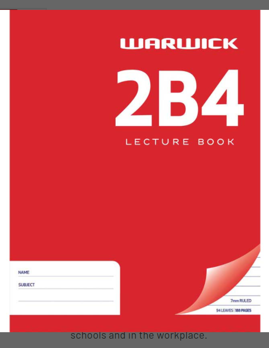 LECTURE BOOK WARW 2B4 7MM RULED 94LF