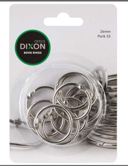 BOOK RINGS DIXON 26MM PACK 10