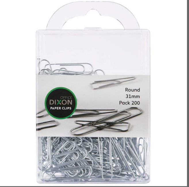 PAPER CLIPS DIXON 31MM ROUND PACK 200