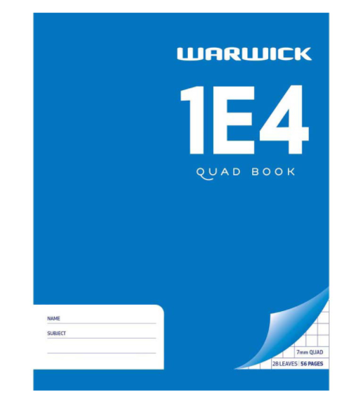 EXERCISE BOOK WARW 1E4 7MM QUAD 28LF