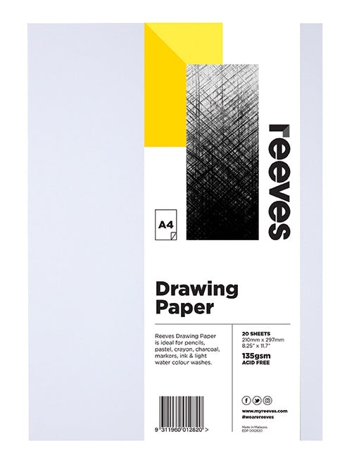 REEVES DRAWING PAPER 135GSM A4 PACK 20