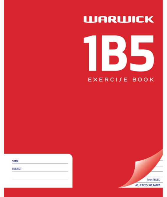 EXERCISE BOOK WARW 1B5 7MM 40LF