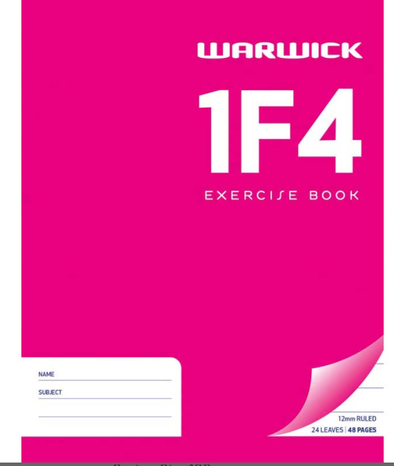 EXERCISE BOOK WARW 1F4 12MM 24LF
