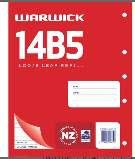 PAD WARW 14B5 LOOSE LEAF 7MM 50LF