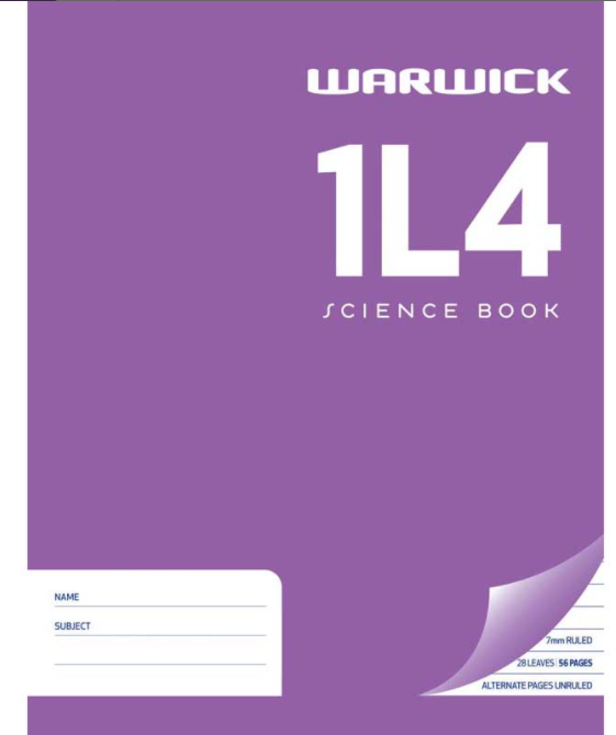 EXERCISE BOOK WARW SCIENCE 1L4 28LF
