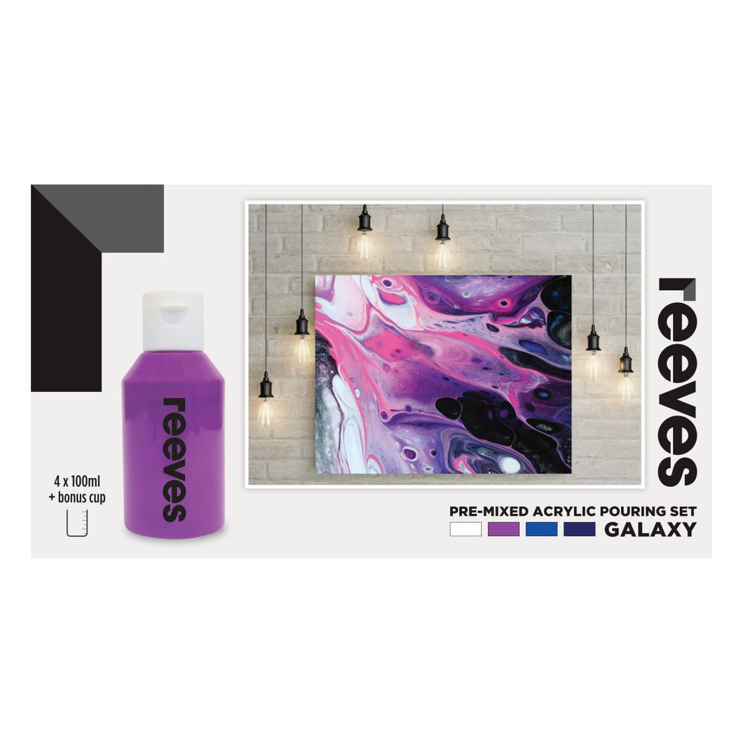 REEVES PRE-MIXED ACR POUR PAINT GALAXY SET 4
